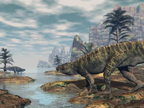 Batrachotomus dinosaurs -3D render Stock Illustration
