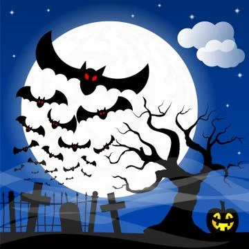 Bats against the full moon Stock-Illustration