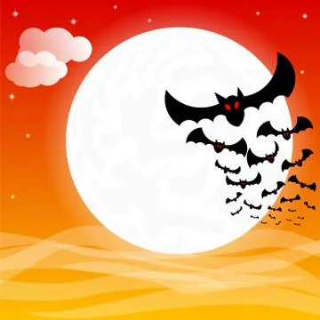 Bats against the full moon Stock Illustration