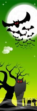 Bats against the full moon Illustrazione stock