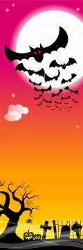 Bats against the full moon Stock Illustration