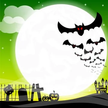 Bats against the full moon Stock Illustration