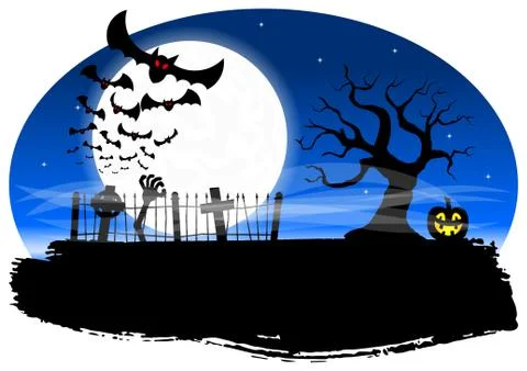 Bats against the full moon Stock-Illustration