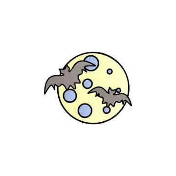 Bats and moon color gradient vector icon Stock Illustration