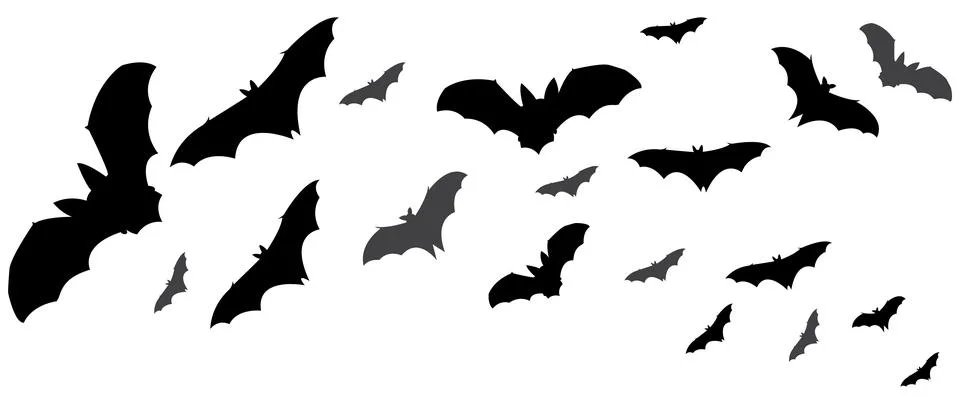 Bats are flying. Vector vampire bat set isolated on white background, hallowe Stock Illustration