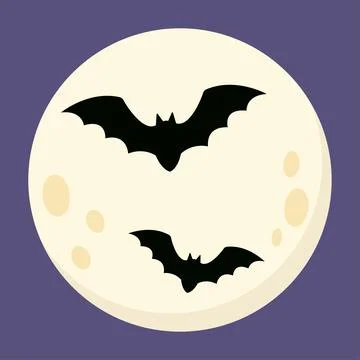 Bats on the background of the Moon. Halloween design. Vector illustration Illustrazione stock