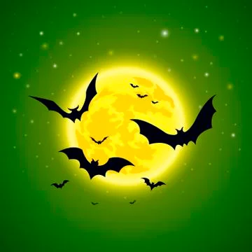 Bats on a background of starry sky Stock Illustration