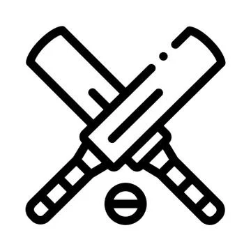 Bats with Ball Icon Vector Outline Illustration Stock Illustration