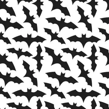 Bats colony seamless pattern. Halloween vector background Stock Illustration