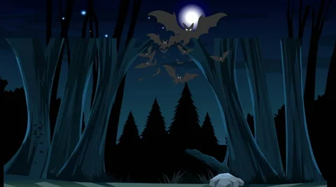 Bats Emerging from Forest (1080): Looping Video stock 44788210