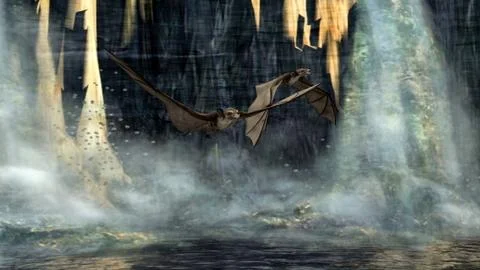 Bats of the Eocene period Stock Illustration