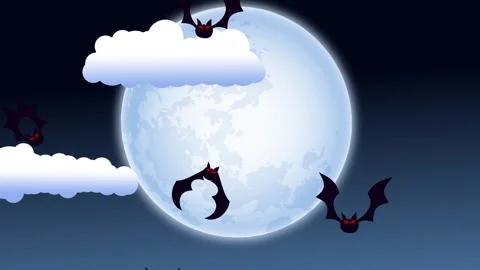 Bats Flying Erratically Full Moon 4K Loop Stock-Footage 342446371
