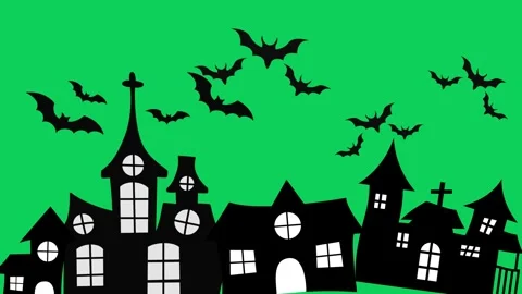 Bats flying making danger ghost hallowing symbol green screen chroma key. Stock Footage 302945145