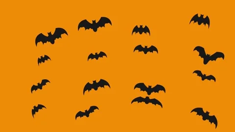 Bats flying on an orange background, Halloween background animation Stock Footage 283929070