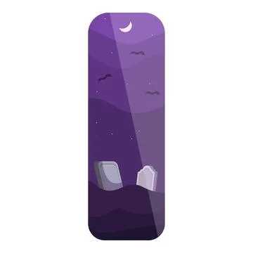 Bats flying over graveyard on halloween night vertical banner illustration Ilustração Stock