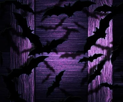 Bats halloween violet background Stock Illustration