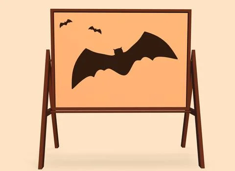 Bats on an orangeboard for records 3d-rendering イラスト素材