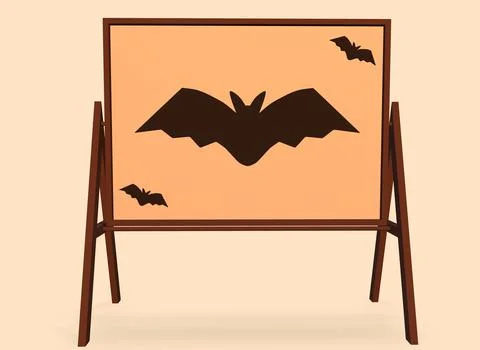 Bats on an orangeboard for records 3d-rendering 스톡 일러스트