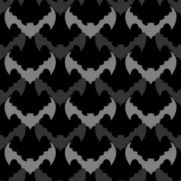 Bats seamless pattern. Background of flying animals. Black ornament from  blo Stock Illustration