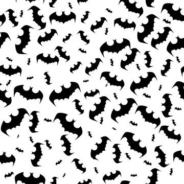 Bats seamless pattern in different sizes for Halloween. Stock Illustration