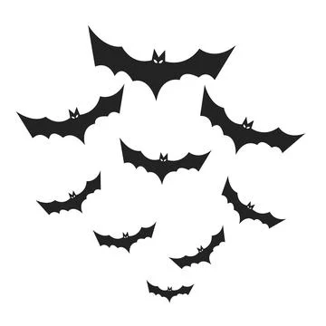 Bats Silhouette Crowd Flying Group Halloween Element.Vector Illustration Stock Illustration