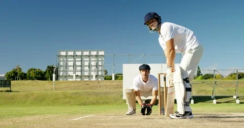 Batsman hitting a ball during cricket match Stock Footage 78638979