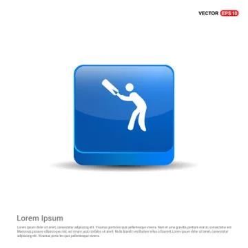 Batsman Icon - 3d Blue Button Stockillustratie