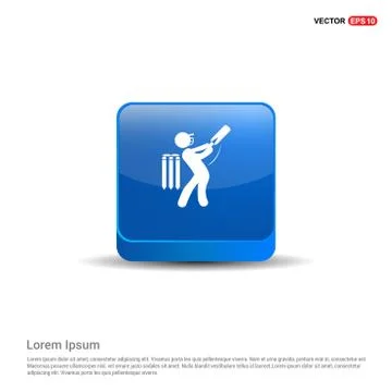 Batsman Icon - 3d Blue Button 스톡 일러스트