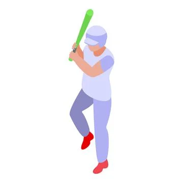 Batsman icon, isometric style Illustrazione stock