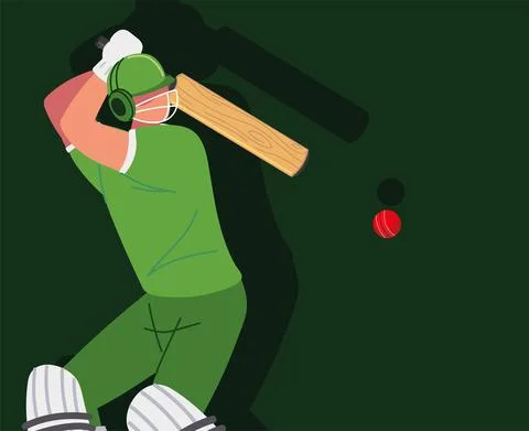Batsman playing cricket Stock Illustration