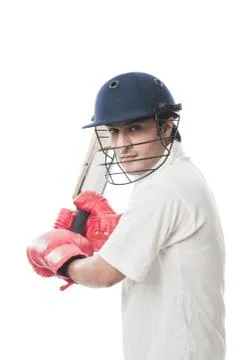 Batsman playing cricket Fotos Stock