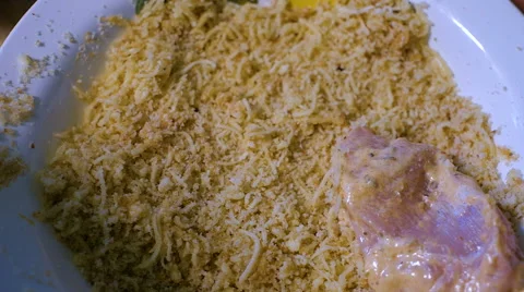 Batter-fried chicken meat nuggets are all deep fried well done in hot boiling Stock Footage 66783973