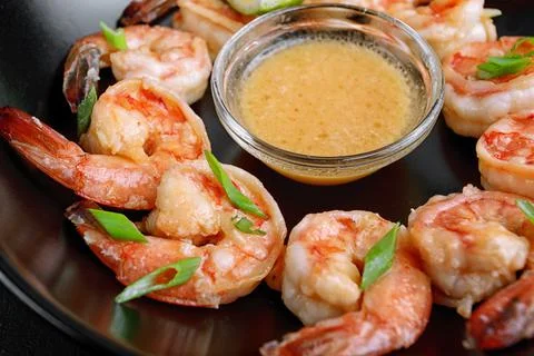 Batter fried crispy shrimp appetizer, selective focus Stock Photos