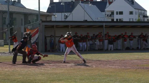 Batter hits, getting to second base Stock Footage 25824520