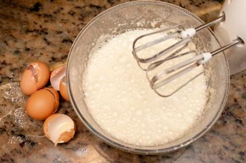 Batter mix in a mixer bowl Stock Photos