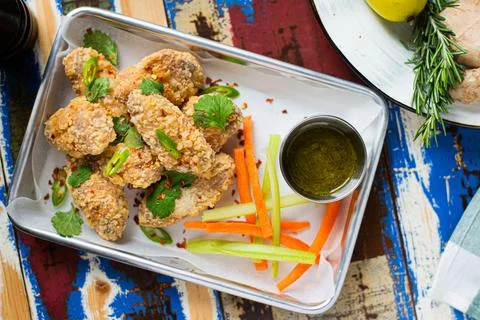 Battered chicken wings Stock Photos