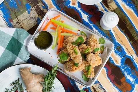 Battered chicken wings Stock Photos