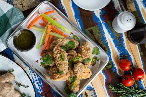 Battered chicken wings Stock Photos
