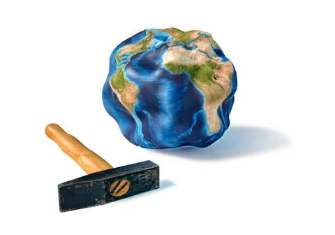 Battered globe, artwork Stock Illustration