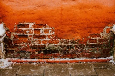 Battered red brick wall Stock Photos