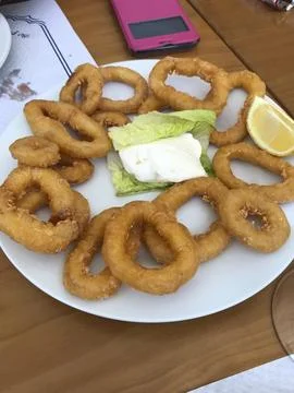 Battered squid dish Stock Photos
