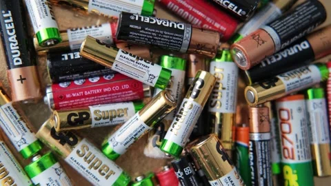 Batteries background. Stock Footage 148877722