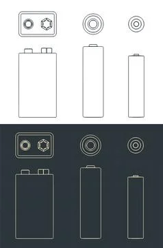 Batteries blueprints Illustrazione stock