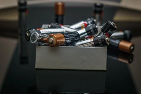Batteries on a box Foto stock