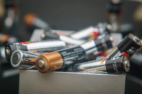 Batteries on a box Stock Photos