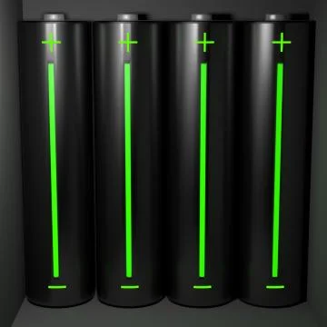 Batteries with charge indicator. Stock Illustration