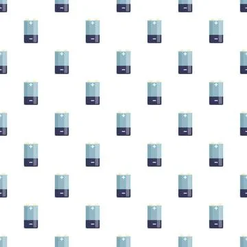 Batteries generating seamless energy pattern on white background Stock Illustration