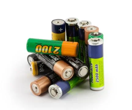 Batteries isolated on white background Stock Photos