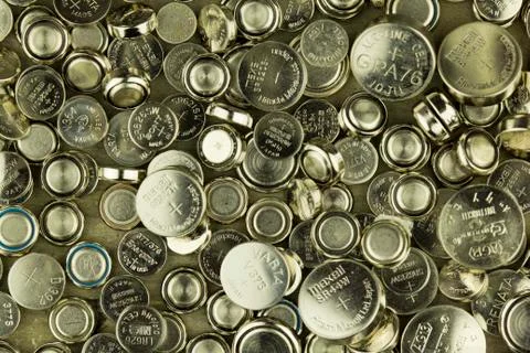 Batteries for recycling or as pattern or texture Stock Photos