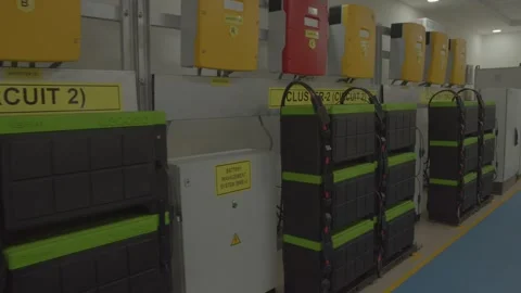 Batteries room electric car charging room, Video stock 271237707